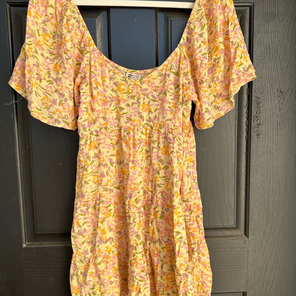 Billabong Floral Mini Dress in Yellow and Pink